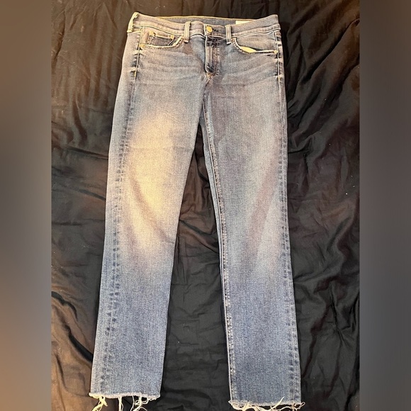 Rag & bone Nina Full Length Skinny Jeans in Levee Medium Wash with Raw Hem - Picture 5 of 10